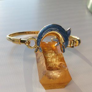 Lauren G Adams 18K Gold Plated Dolphin Bangle Bracelet